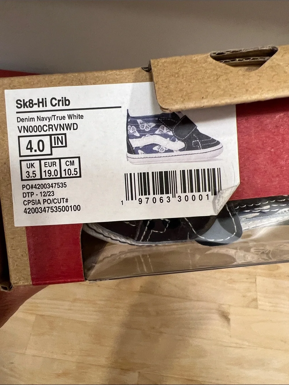 Vans Navy & White Butterfly Slip-On High-Top Baby Shoes